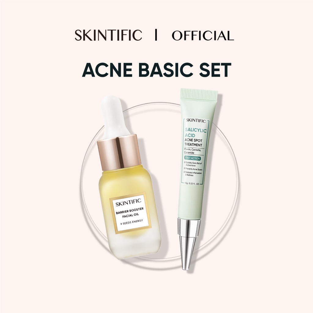 SKINTIFIC Set | Salicylic Acid Acne Gel 10g + Dầu dưỡng da Barrier Booster Facial Oil 10ml