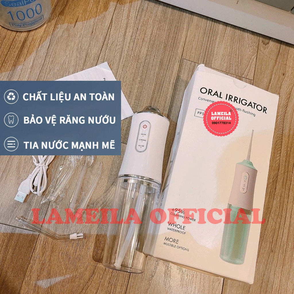 Máy Tăm Nước Oral Irrigator-𝑭𝒓𝒆𝒆𝒔𝒉𝒊𝒑-Tăm Nước Vệ Sinh Răng Miệng Cầm Tay Sạc USB P0296