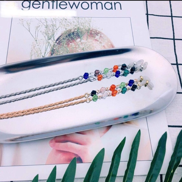 Dây đeo kính hạt pha lê nhựa màu siêu kute KHÔNG KÈM KÍNH chain kính dây đeo khẩu trang