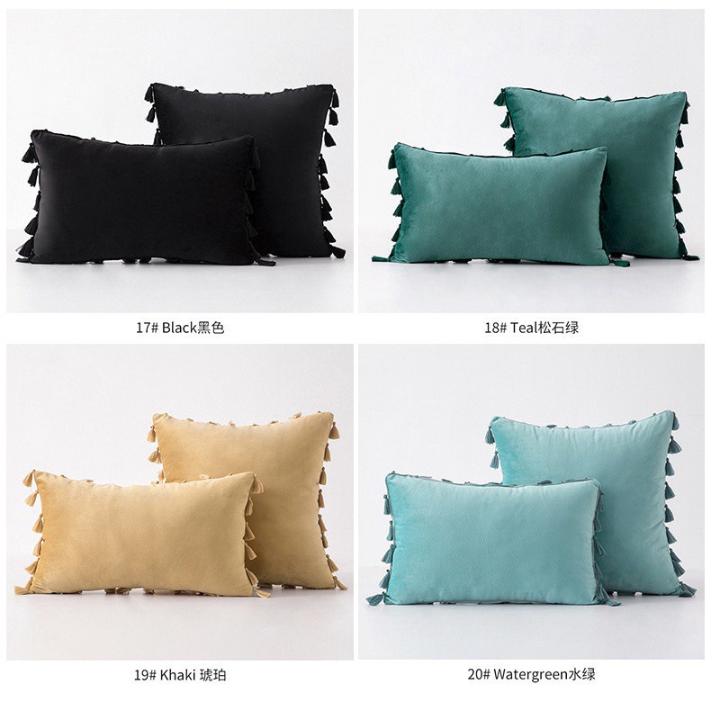 Áo gối vải nhung có khóa kéo trang trí phòng khách đẹp mắt 30x50cm / 45x45cm