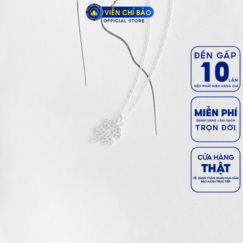 Dây chuyền bạc nữ cỏ 4 lá có đuôi chất liệu bạc 925 thời trang phụ kiện trang sức nữ Viễn Chí Bảo D400783
