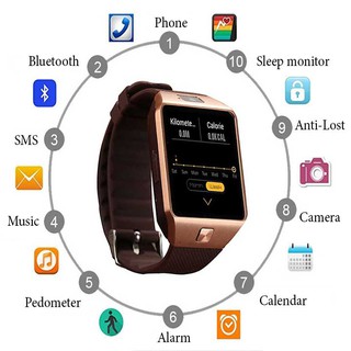 Đồng hồ thông minh Smart Watch Uwatch DZ09 mặt vuông dây đeo mềm mại
