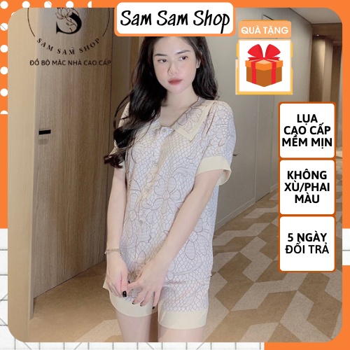 Đồ bộ nữ mặc nhà lụa mango áo cộc quần đùi size dưới 47kg - Sam Sam Shop