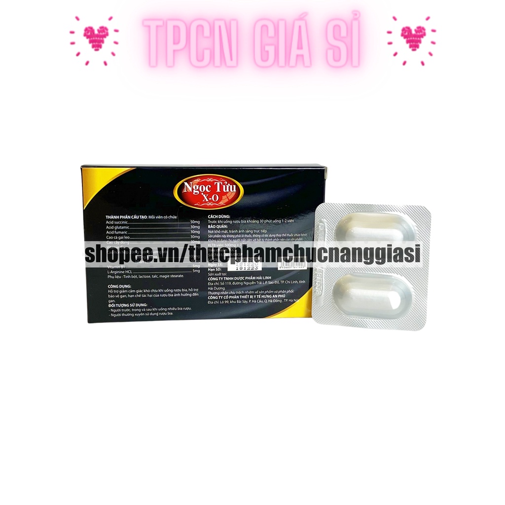 Viên uống giải rượu NGỌC TỬU X-O giảm các triệu chứng khó chịu khi uống bia, rượu, giảm tác hại đến gan – Hộp 4 viên