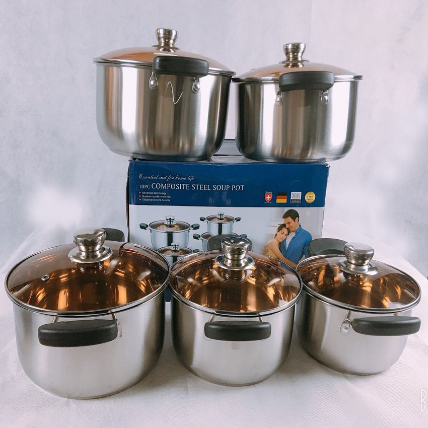 Bộ nồi inox Đức cao cấp 5 món hàng chính hãng Composite Steel Soup Pot