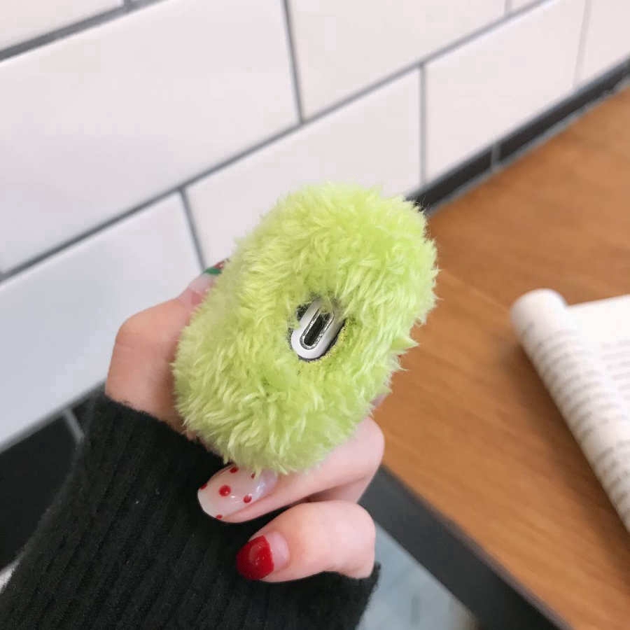 Vỏ bảo vệ hộp sạc tai nghe hình Mr.Q Sulley 3D bằng lông nhung mềm chống sốc thích hợp cho Airpods 1/2 Pro