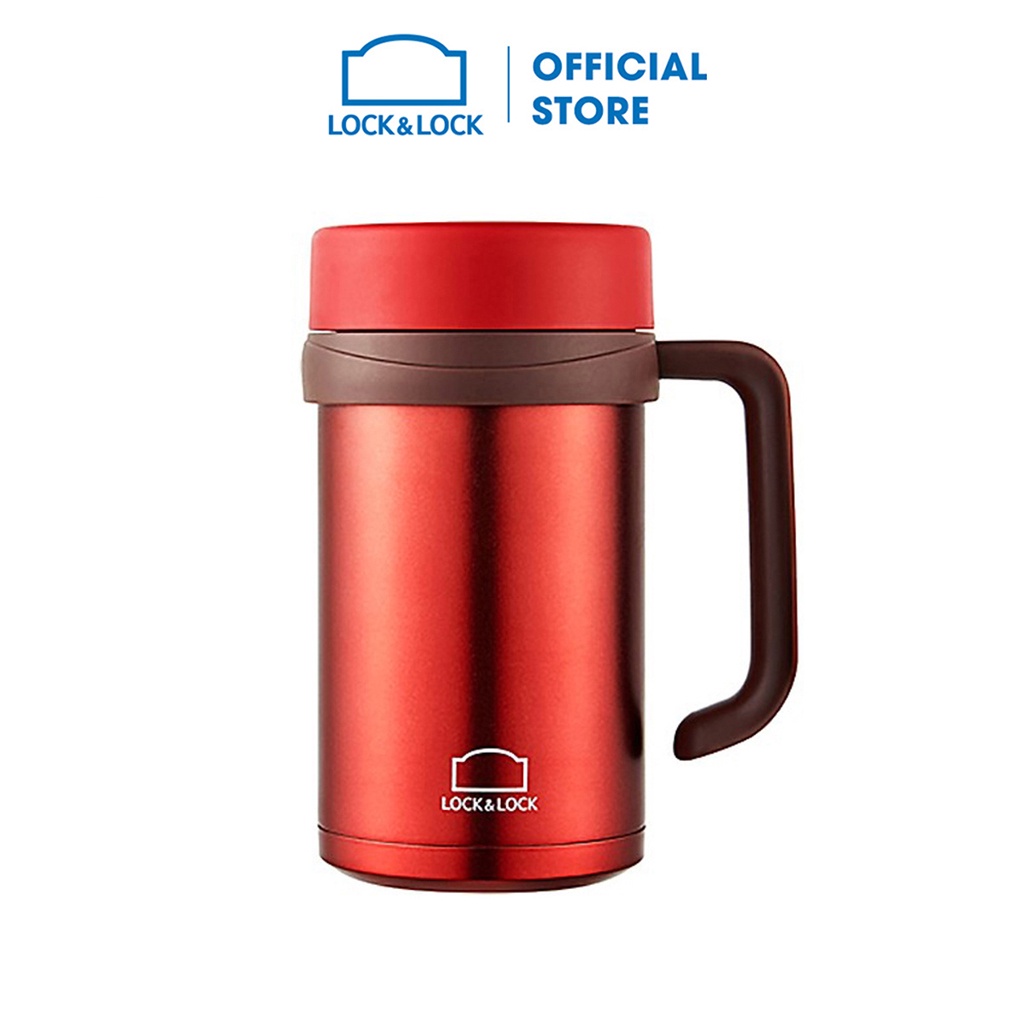 Bình giữ nhiệt có tay cầm Lock&amp;Lock New Basic Table 500ml LHC4026 - đỏ và đen