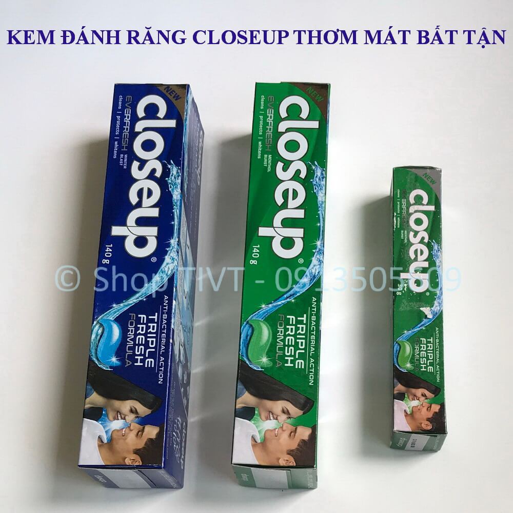 Closeup thơm mát 3 cực hương bạc hà thơm mát bất tận, sảng khoái cả ngày, loại bỏ, ngăn vi khuẩn gây mùi hôi miệng-TVT