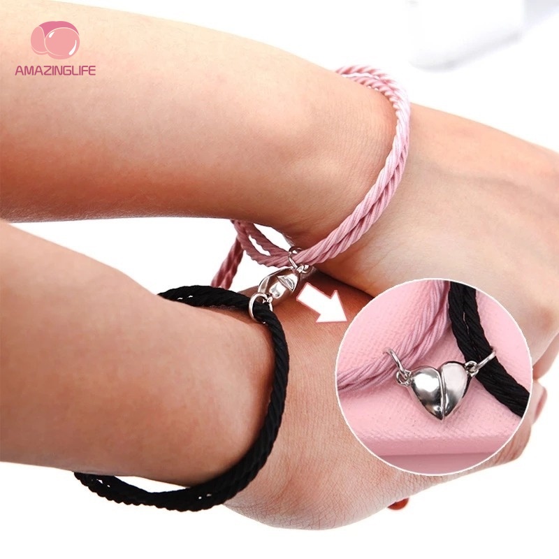 Set 2 Vòng Tay Dây Cao Su Bện Co Dãn Dễ Thương Cho Cặp Đôi / Tình Bạn