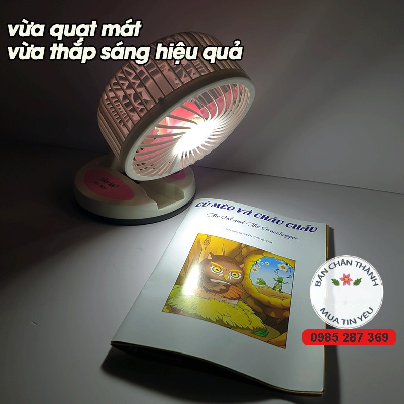 Quạt Tích Điện Để Bàn Mini Gấp Gọn Tiện Lợi Gió Mát Có Đèn Sáng - Bảo Hành Hoàn Tiền Nếu Có Lỗi (Loại tốt) | BigBuy360 - bigbuy360.vn