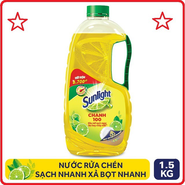 Nước Rửa Chén Sunlight Chanh chai 1.5kg