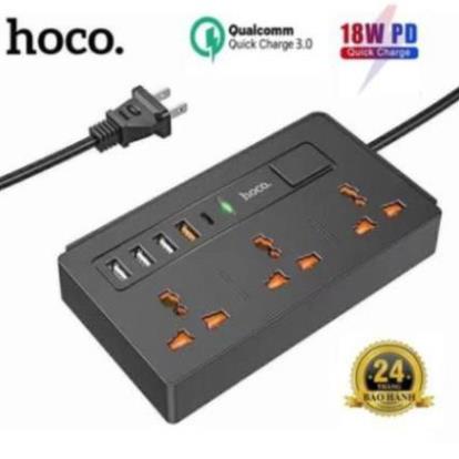 Ổ Cắm Điện Đa Năng Sạc nhanh 18W Hoco DC15 Chính Hãng Có 4 Cổng USB Thông Minh