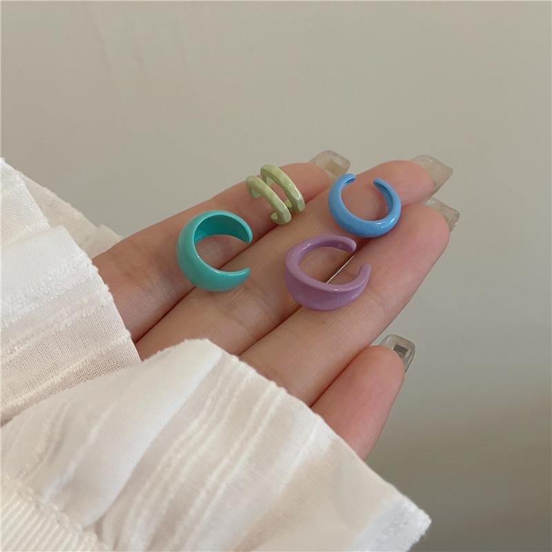 New trendy 2021 candy color ear clip adjustable cold wind earrings simple sweet and cool high end female no need for ear piercing