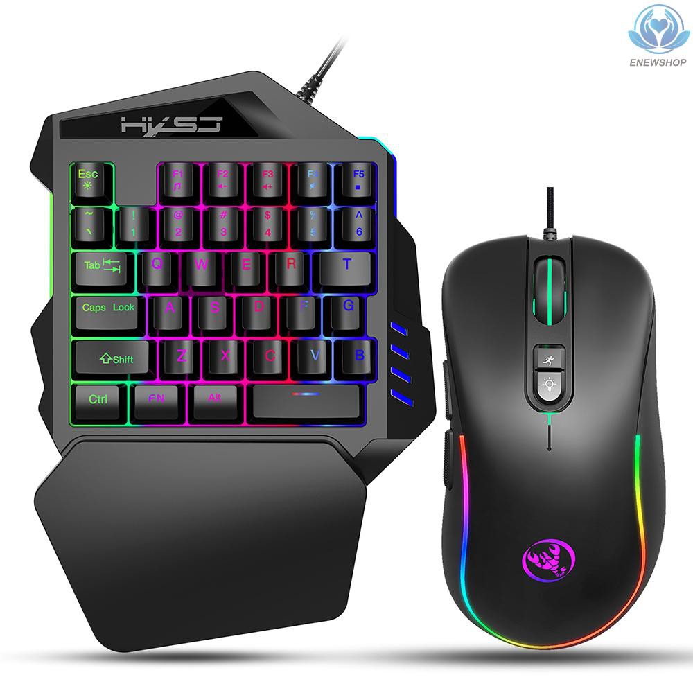 Combo Bàn Phím Và Chuột Chơi Game Hxsj J300 + V100 Rgb Có Đèn Rgb + Đèn Một Tay Điều Chỉnh Được