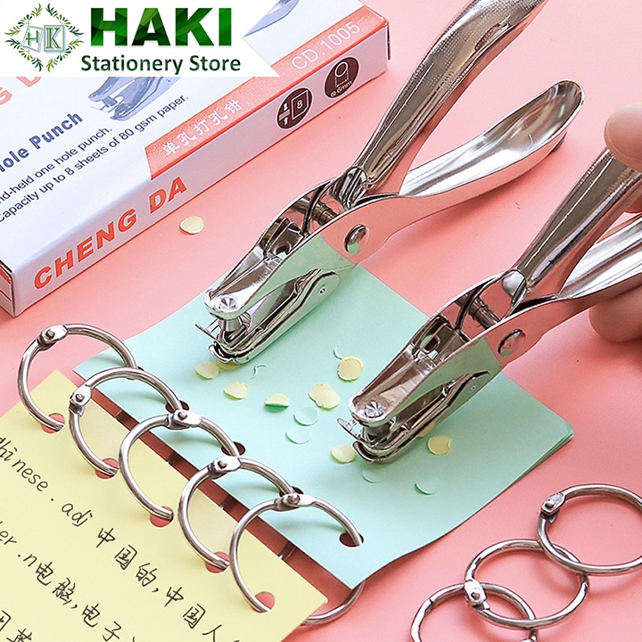 Kìm bấm lỗ giấy refill HAKI, dụng cụ bấm lỗ giấy đơn làm sổ còng sổ planner bullet journal tiện dụng
