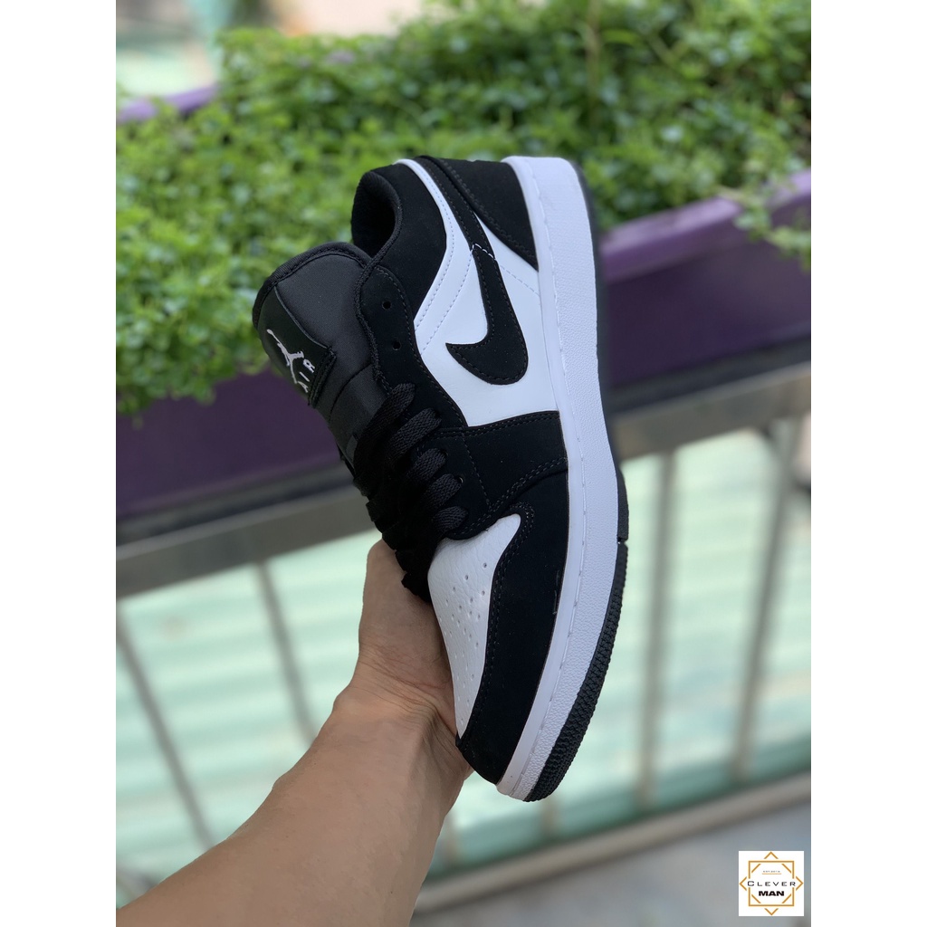 (FREESHIP+FULLBOX) Giày Thể Thao AIR JORDAN 1 Low Black White Đen Trắng Da Lộn Cổ Thấp  Clever Man Store