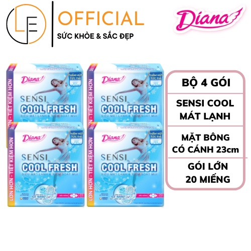 Băng Vệ Sinh Diana sensi cool fresh Mát Lạnh Có Cánh 23cm Mặt Bông