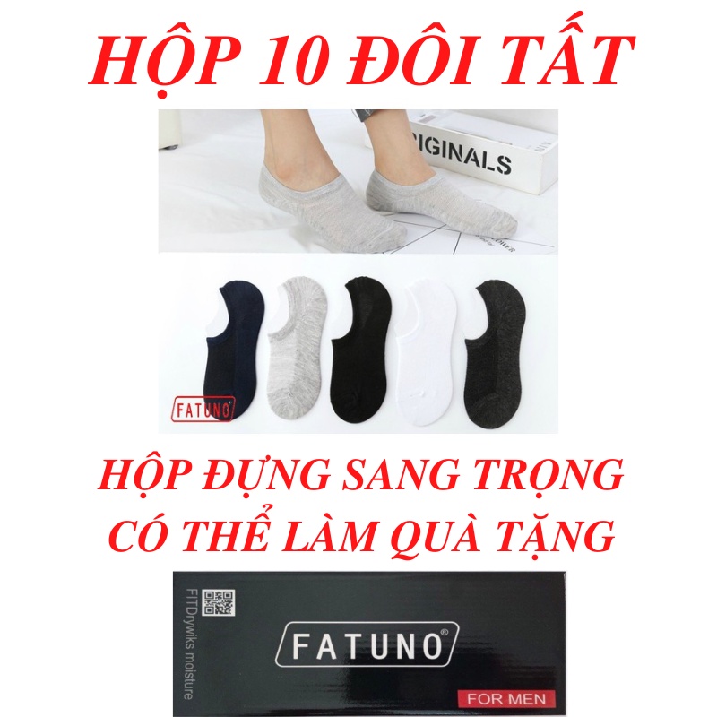 [CÓ HỘP ĐỰNG - LOẠI 1] Hộp 10 Đôi Tất, Vớ lười Nam - Nữ, Tất Lười Đi Giày Lười Có Đệm silicon Chống Trượt Gót Chân
