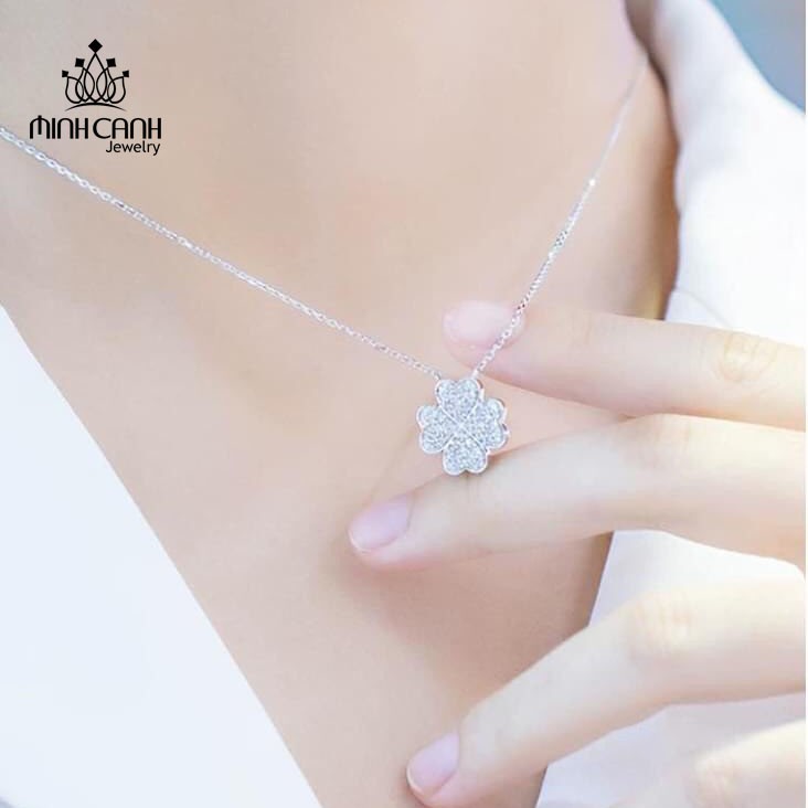 Dây Chuyền Bạc Nữ Mặt Cỏ 4 Lá Đính Đá - Minh Canh Jewelry
