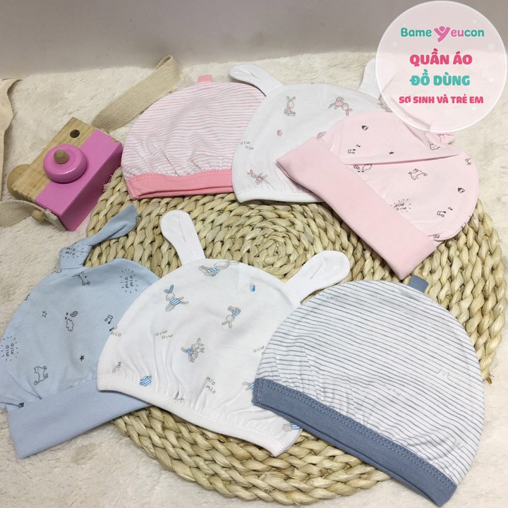 Bao tay/bao chân/mũ Miomio cotton mỏng cho bé sơ sinh