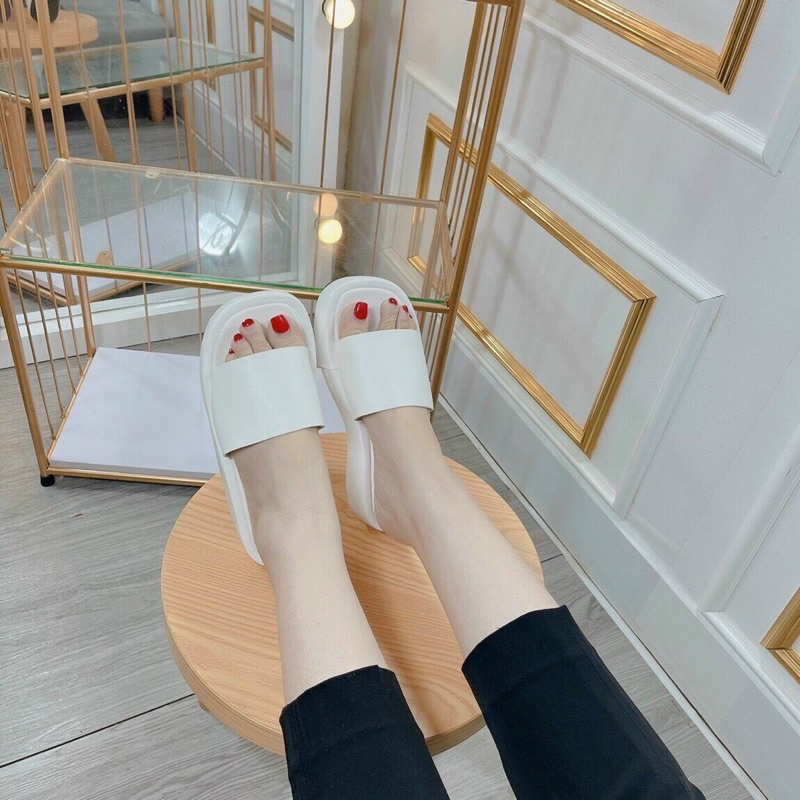 Dép nữ đế xuồng 2p quai bản trơn da lì hot trend đi cực đẹp