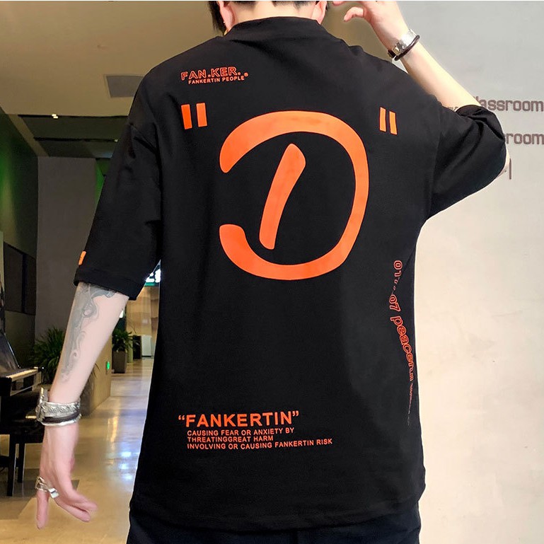 (Ảnh Thật) Áo thun nam tay lỡ form rộng in hình chữ D phong cách mới Nhật Bản | BigBuy360 - bigbuy360.vn