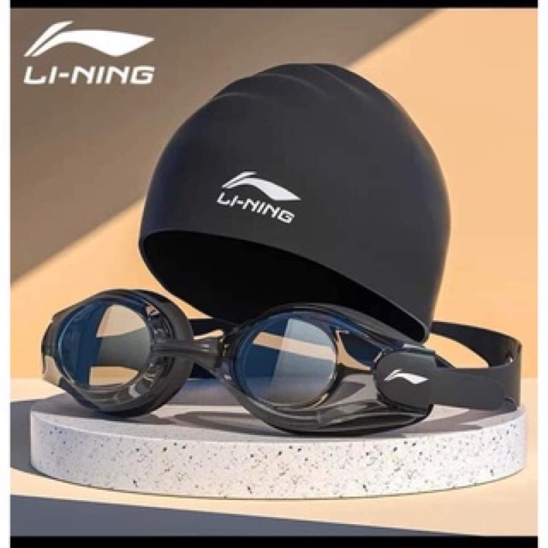 Set kính mũ bơi thể thao Li ninh tráng gương chống nước, chống mờ, Combo kính bơi kèm mũ bơi cao cấp người lớn