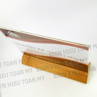 Kệ mica A4 - Standee đế gỗ để bàn A4