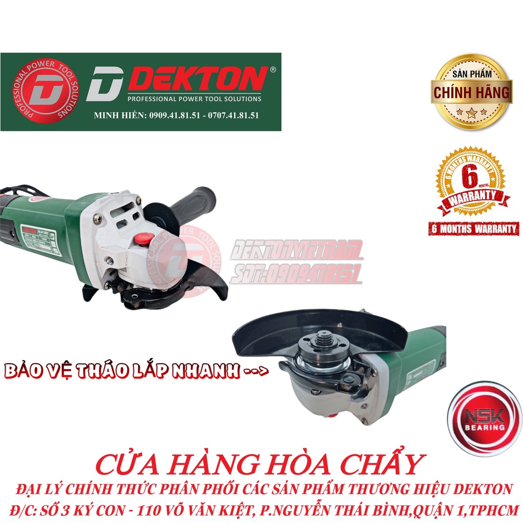 Máy Mài Gốc Dekton 125MM 1350W / DK - AG1350EC / Có Chỉnh Tốc Độ / Có Khởi Động Mềm / Sử Dụng Cò Bóp