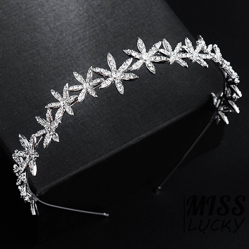 Vương miện trang trí đá lấp lánh tạo kiểu tóc cô dâu sang trọng