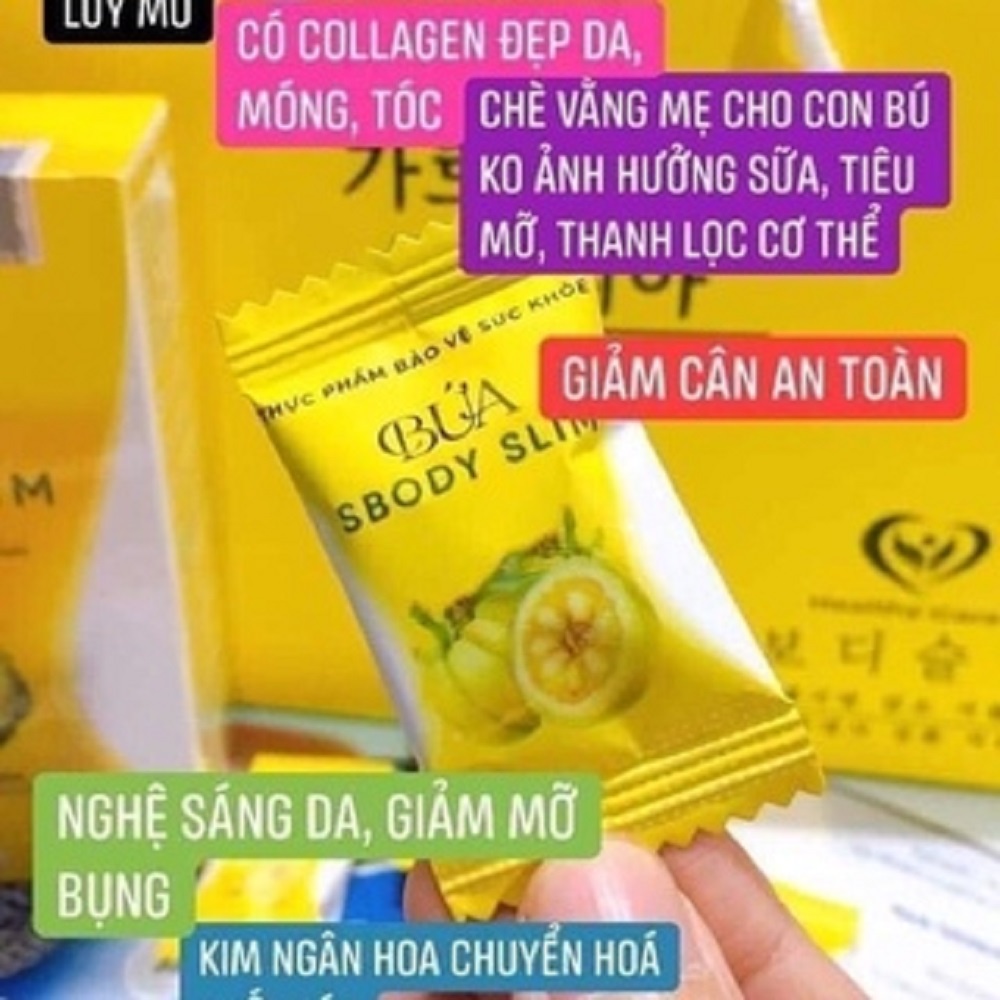 KẸO BỨA GIẢM CÂN SBODY SLIM, viên kẹo hỗ trợ giảm cân nhanh an toàn tự nhiên