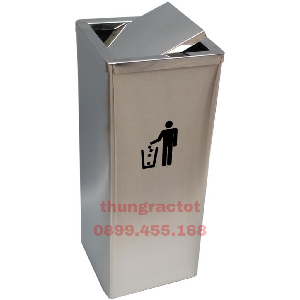 Thùng rác inox vuông nắp lật