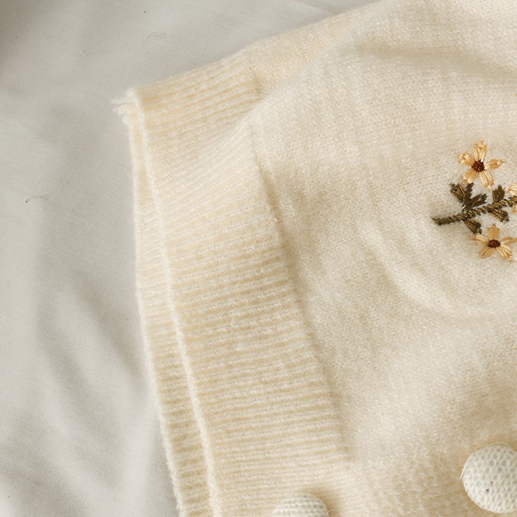 Áo Khoác Len Cardigan Dáng Ngắn Thêu Hoa Hàng Quảng Châu