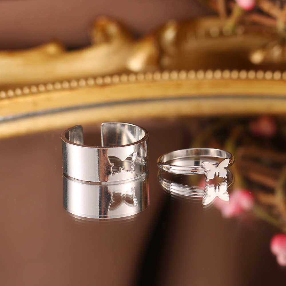 Bộ Nhẫn Đôi phong cách Hàn Quốc basic set 2 chiếc, Nhẫn đeo tay tùy chỉnh khích thước dành cho cặp đôi