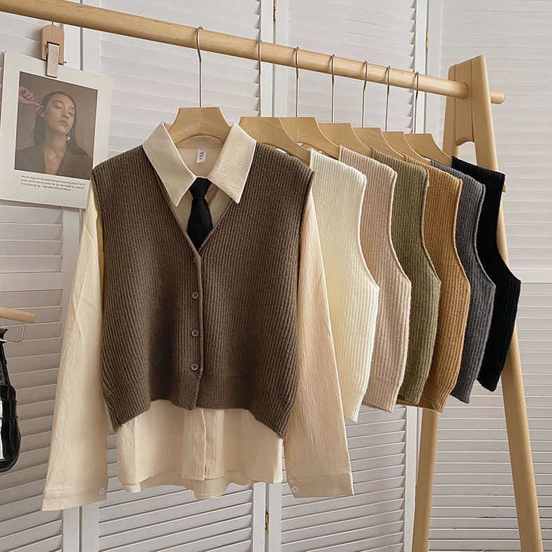 Áo Cardigan Dệt Kim Cổ Chữ V Màu Trơn Phong Cách Hàn Quốc Thời Trang Mùa Thu Mới Cho Nữ