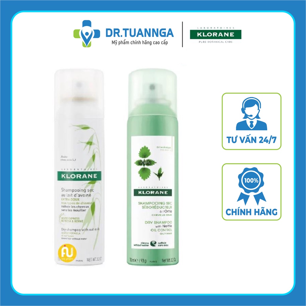 Dầu gội khô Klorane Dry Shampoo 150ml giúp tóc sạch dầu tơi mềm ngay lập tức - Nhập khẩu Pháp