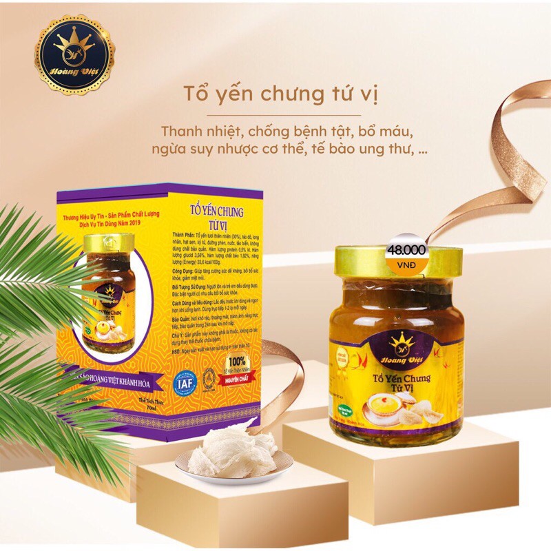 (MUA 10 TẶNG 1) TỔ YẾN CHƯNG TỨ VỊ HOÀNG VIỆT NHA TRANG- KHÁNH HOÀ dùng tích 70ml