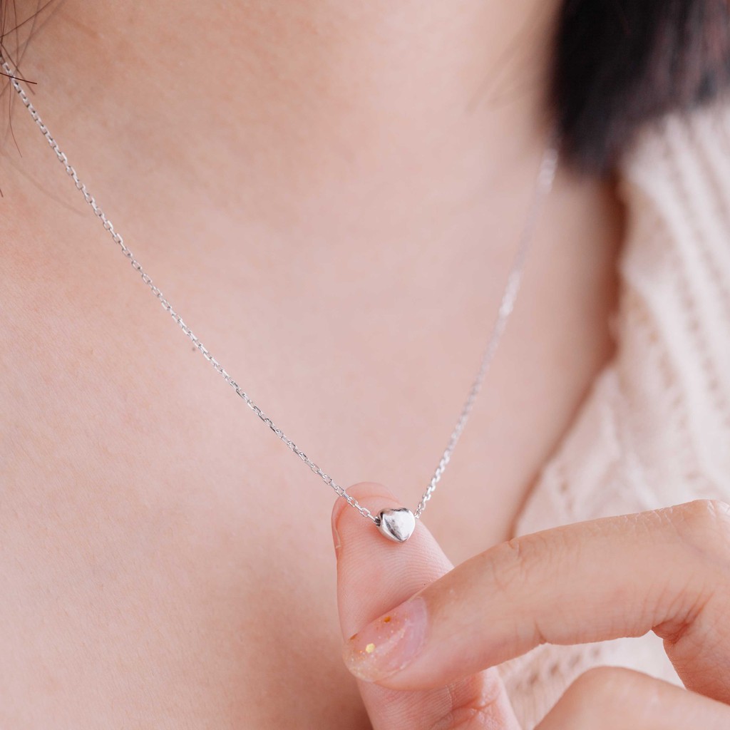 Dây Chuyền Bạc Blue Peach Micro Heart DC205