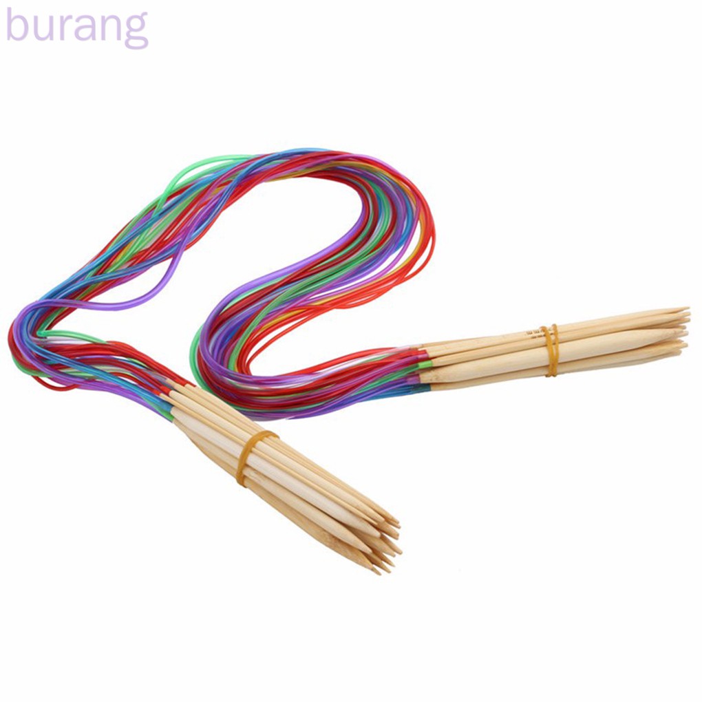 18Pcs Sewing Needles Multicolor Tube Bamboo Circular Crochet Knitting Needles Set Sewing Tools Sweater Hat Crochet Hooks Kit