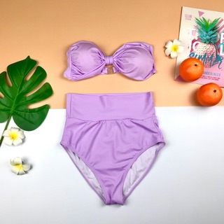 Bikini tím khoai môn cạp cao che bụng