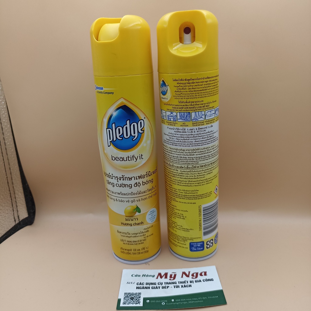 Chai xịt bóng- dưỡng da &amp; bảo vệ gỗ hương chanh pledge thái lan 330ml