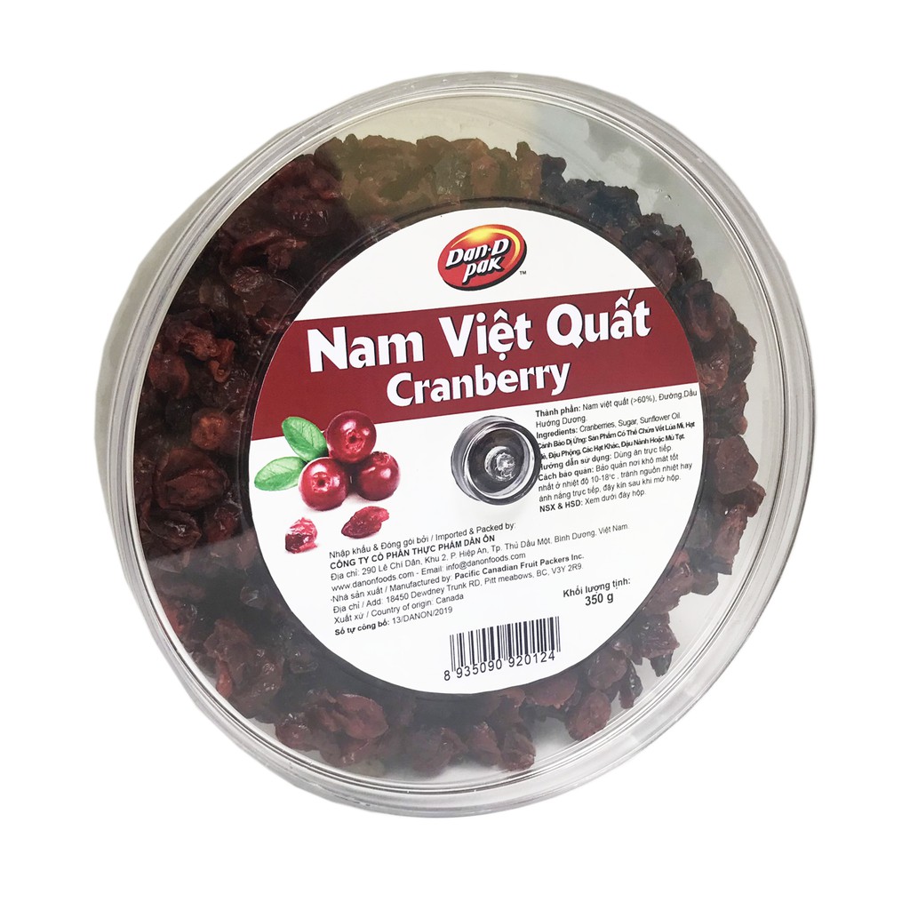 Nam việt quất khô nhập khẩu Canada - dried cranberry Dan.D.Pak 350g,không chất bảo quản,giải độc tố trong cơ thể,làm đẹp