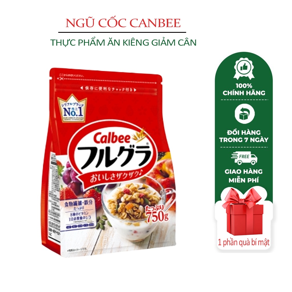Ngũ cốc Calbee Ăn Kiêng Giảm Cân Nhật Bản mix sữa chua hoa quả trái cây dùng ăn sáng ( 750G )