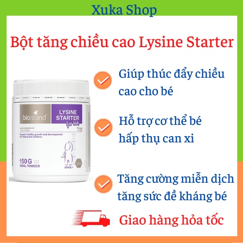 Lysine Bioisland dạng bột phát triển chiều cao cho bé từ 6 tháng đến 5 tuổi - Hàng nội địa Úc