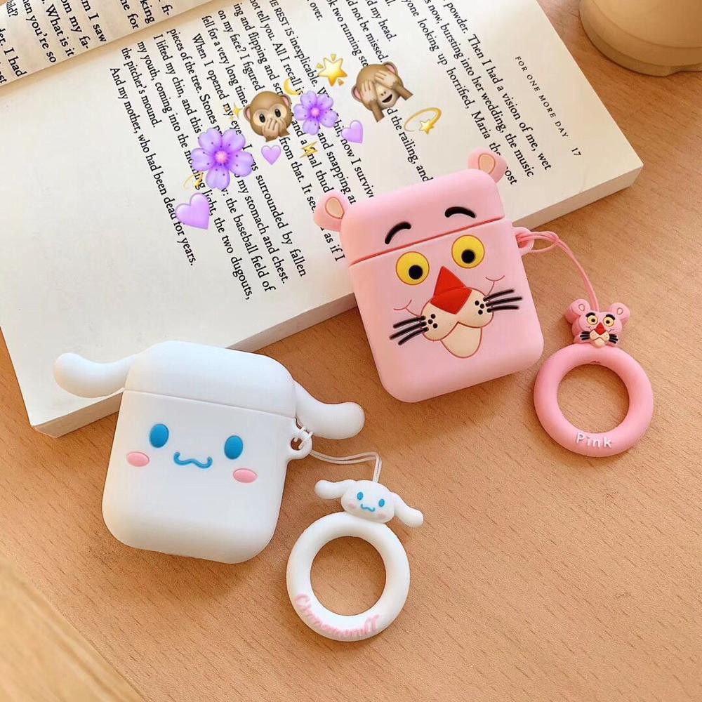 Hộp đựng tai nghe hình chú báo hồng dễ thương