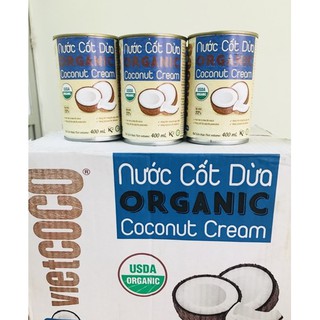 10 LON - NƯỚC CỐT DỪA HỮU CƠ ORGANIC VIETCOCO Lon 400ml