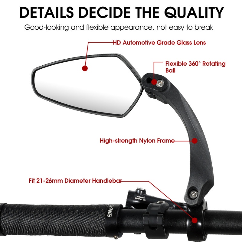 Gương chiếu hậu WEST BIKING góc rộng HD gắn tay lái xe đạp/ xe đạp điện/ xe tay ga