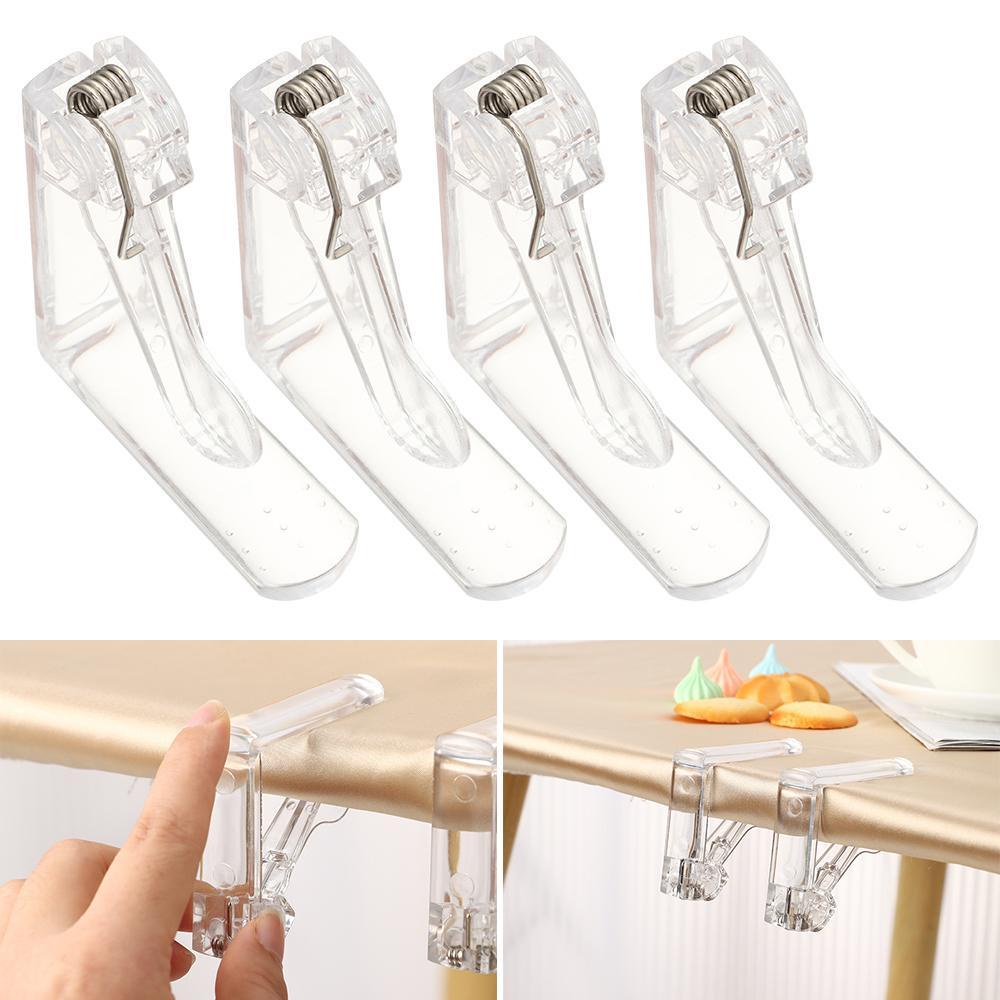 Set 4 Kẹp Giữ Khăn Trải Bàn Bằng Nhựa Trong Suốt