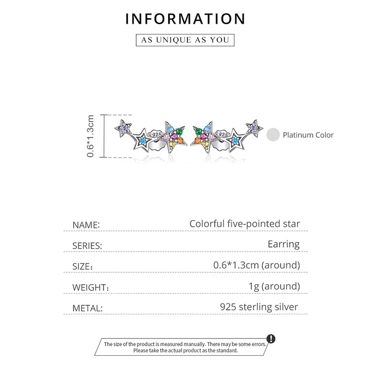 Hoa tai Bamoer bằng bạc sterling 925 đính đá pha lê nhiều màu sắc không gây dị ứng sành điệu cho nữ với 4 kiểu tùy chọn