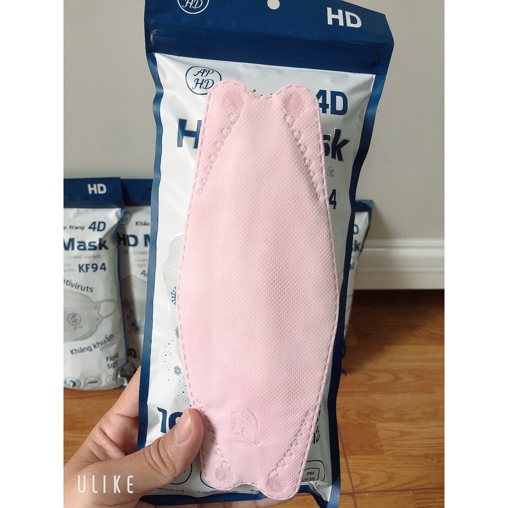 Khẩu Trang 4D Mask KF94 Công Nghệ Hàn Quốc (Màu hồng nhạt bịch 10 cái)